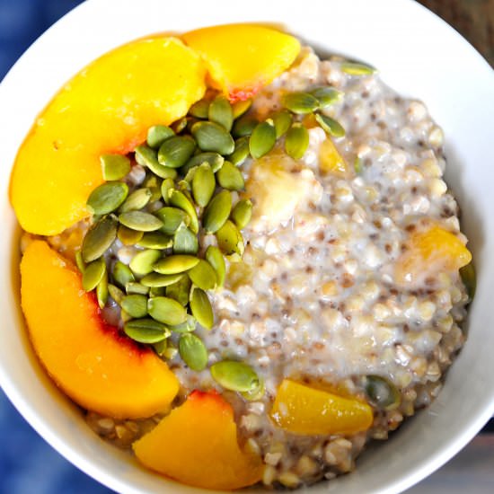 Peaches and Cream Overnight Groats
