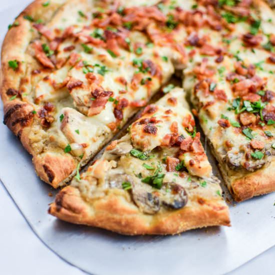 Mushroom and Chicken Pizza