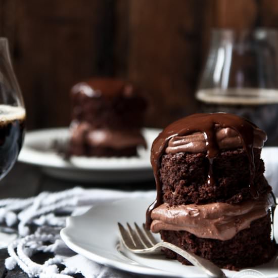 Mini Triple Chocolate Stout Cakes