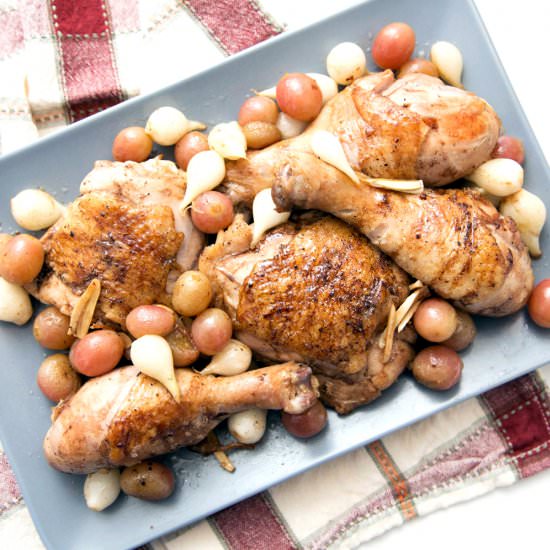 Roasted Chicken w/ Grapes & Onions