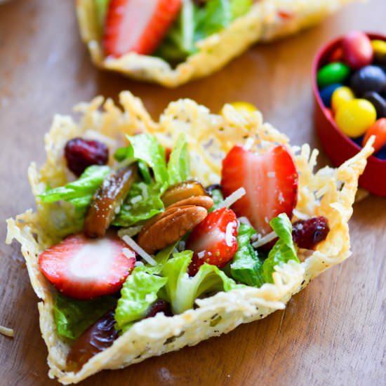 Salad in Parmesan Heart Cups