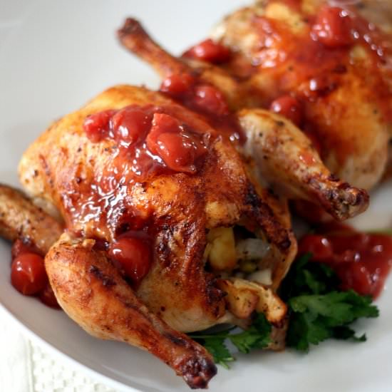 Cornish Hens w/ Cherry Sauce