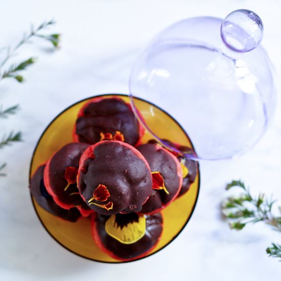 Rose Custard Red Velvet Eclairs