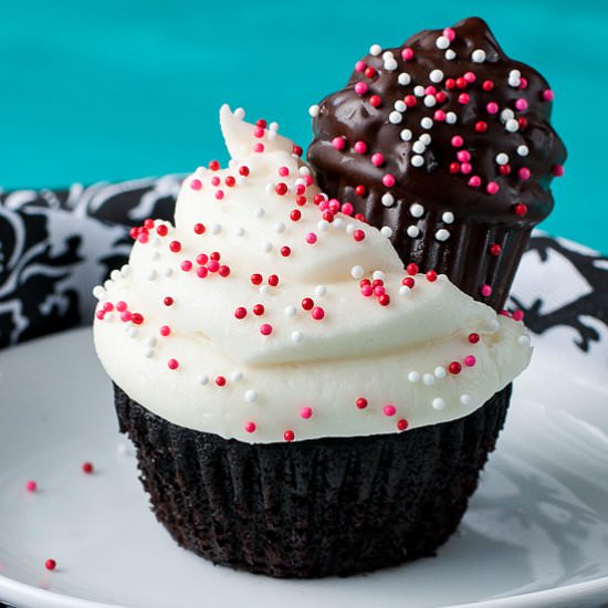 Dark Chocolate Cupcakes for Two