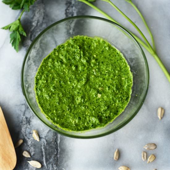 Vegan Spinach Parsley Lemon Pesto