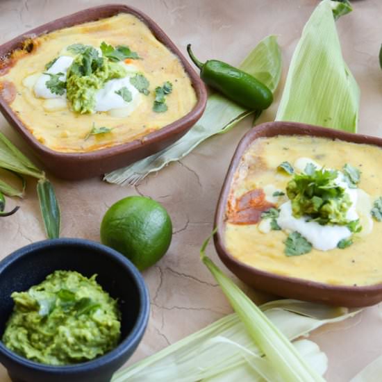 Cheesy Polenta Mexican Tamale Pie