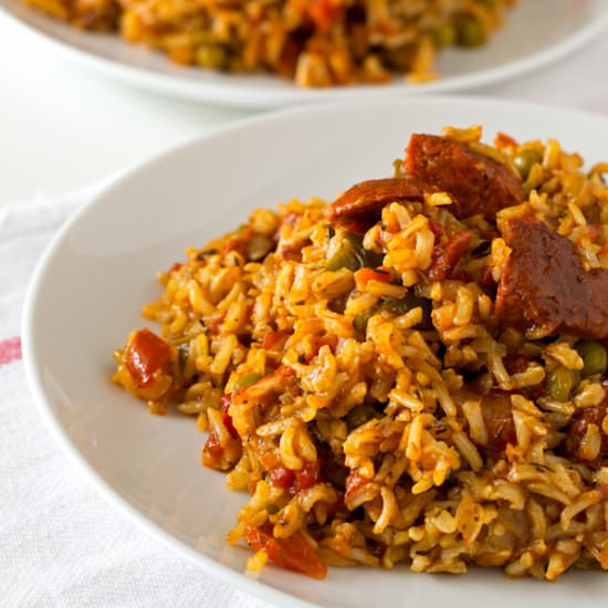 Vegan Spanish Rice with Chorizo