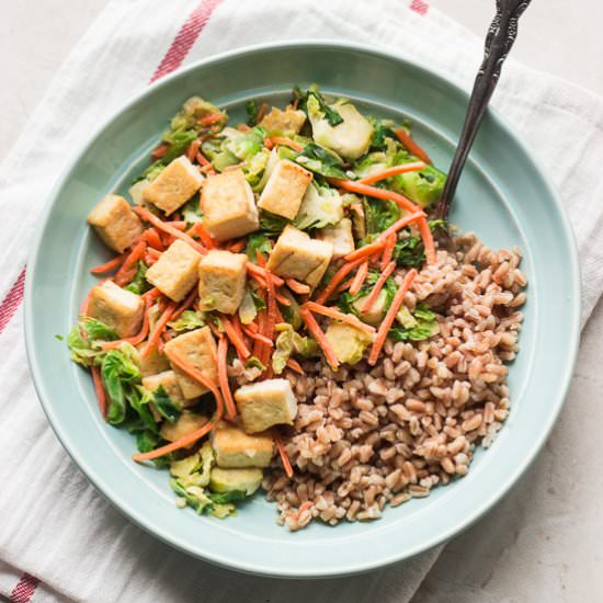Tofu & Brussels Sprouts in Miso