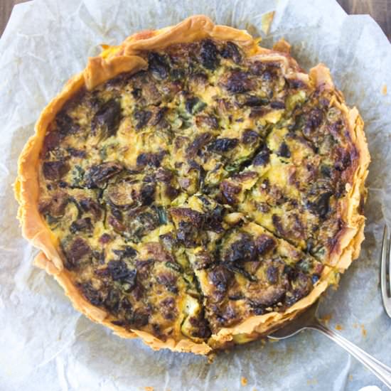 Brussels Sprout and Gruyere Quiche