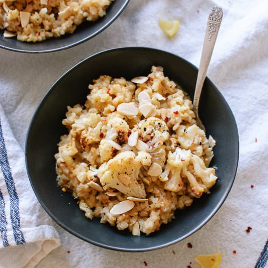 Lemony Roasted Cauliflower Risotto