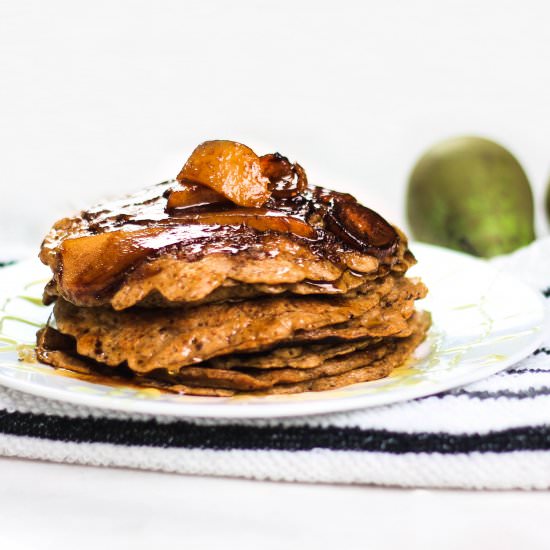 Vegan Caramelized Pear Pancakes