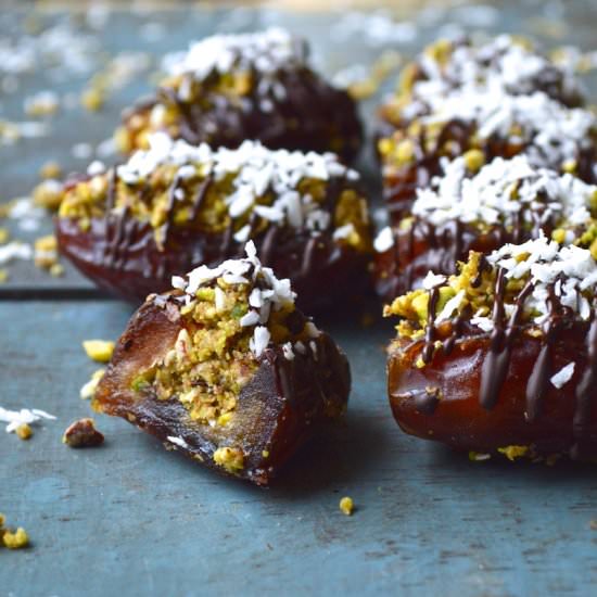 Pistachio + almond stuffed dates