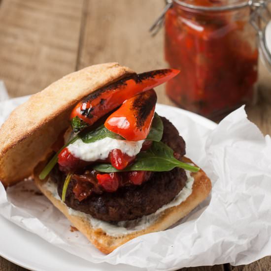 Grilled Pepper Lamb Burgers