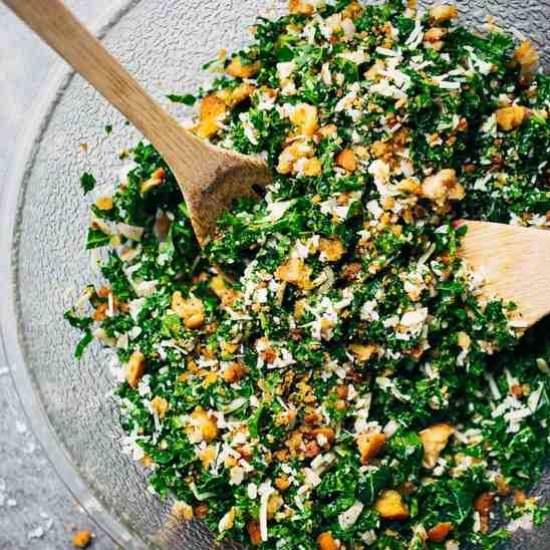 Toasted Bread and Parmesan Kale