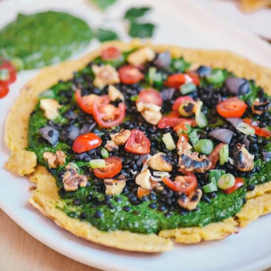 Socca with Garlic Green Sauce
