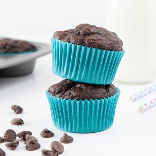 Double Chocolate Protein Muffins