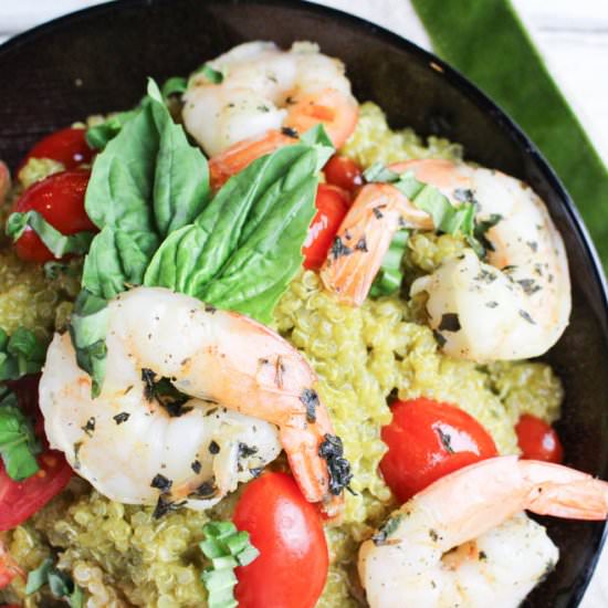 Pesto Quinoa with Shrimp