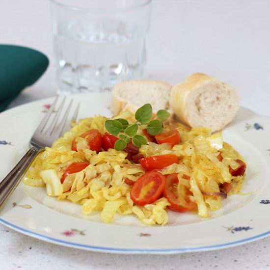 Cabbage with Bacon and Tomatoes