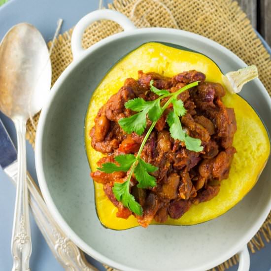 Chili Stuffed Acorn Squash