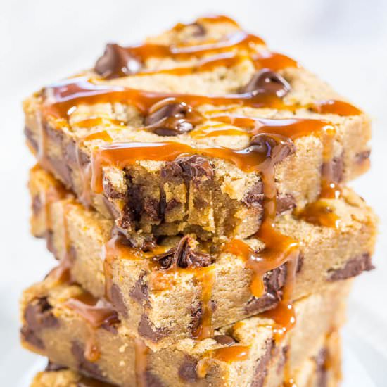 Salted Caramel PB Choc Chip Bars