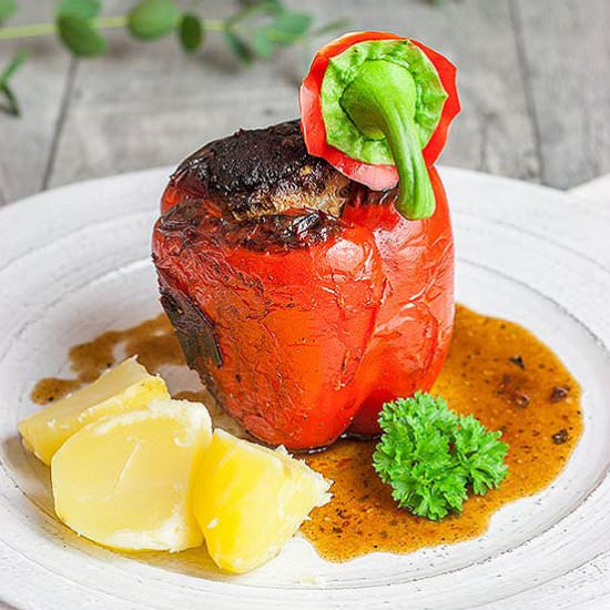 Meat Stuffed Red Pepper