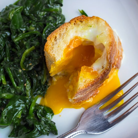 Baked Egg Baguette & Spinach