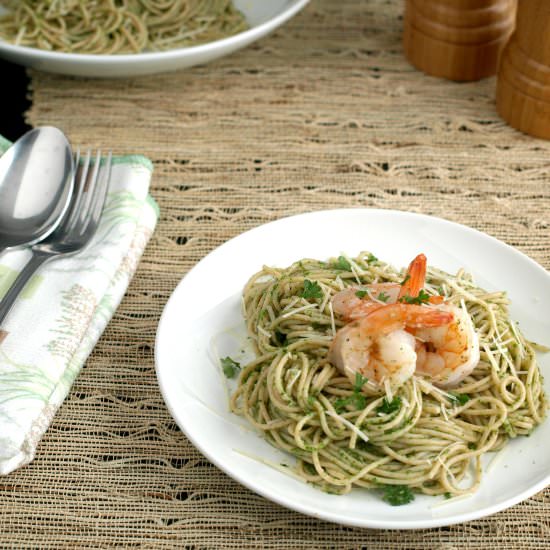 Chimichurri Pasta with Shrimp