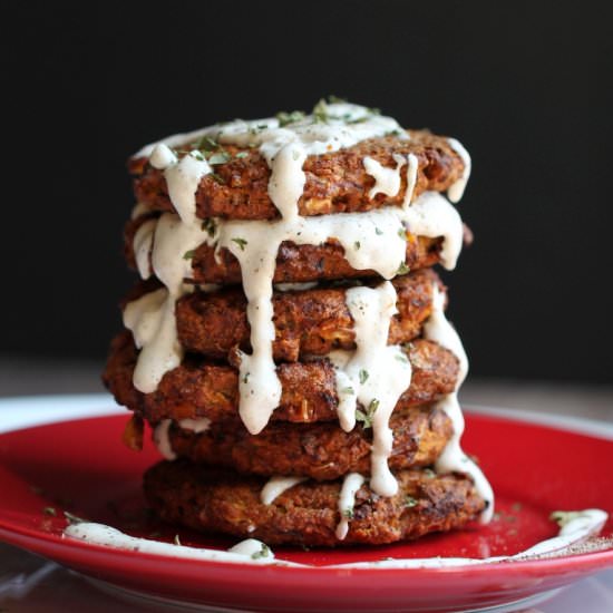 Smoky Oil-free Corn Zucchini Cakes