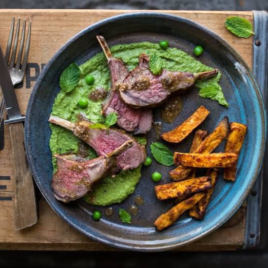 Rack of Lamb with Minted Pea Puree
