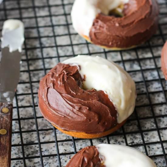 Baked Black and White Cookie Donuts