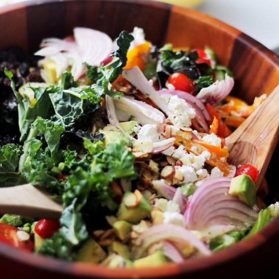 Avocado and Feta Kale Salad