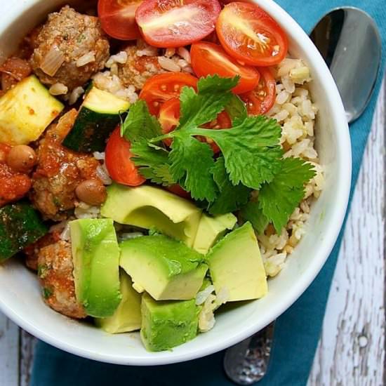 Albondigas Burrito Bowls for Two