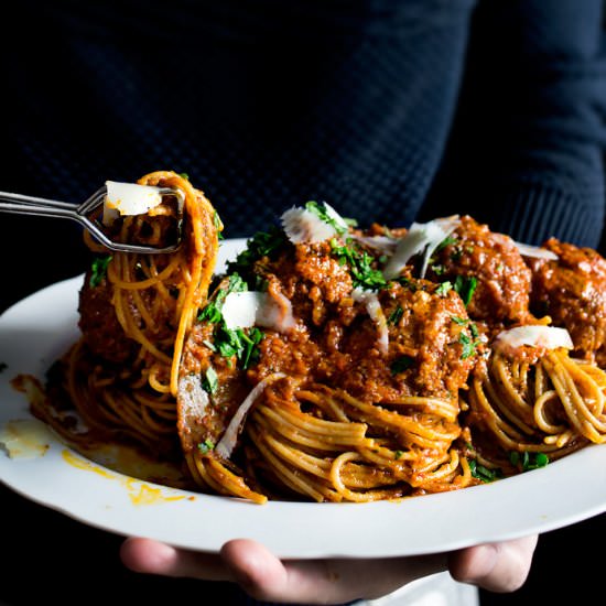 Pepperoni Meatball Spaghetti