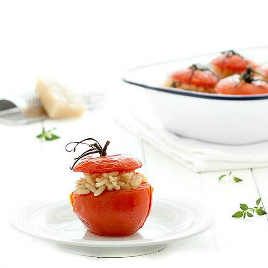 Baked Tomatoes Stuffed with Risotto