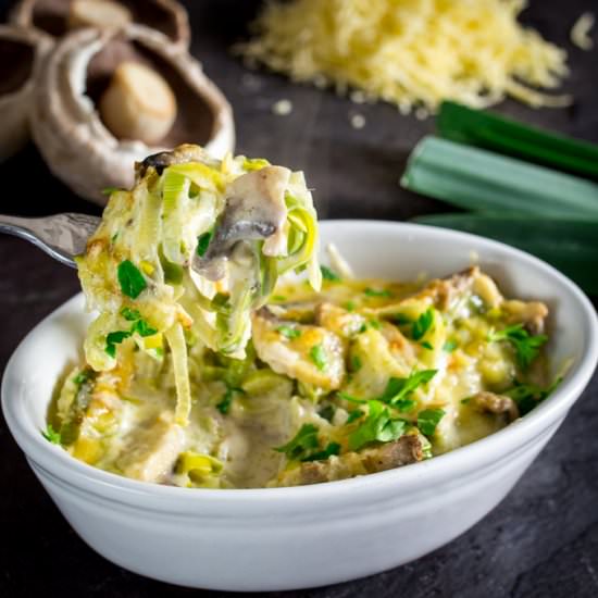 Leek and Mushroom Gratin