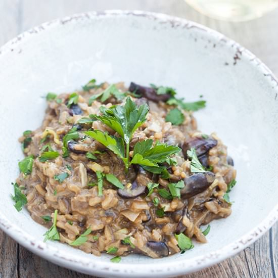 Mushroom Risotto with Creamed Leeks
