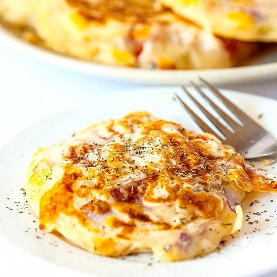 Healthy Four Cheese Pizza Pancakes