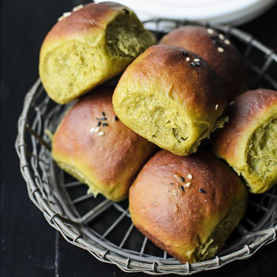 Green Tea buns with Adzuki beans