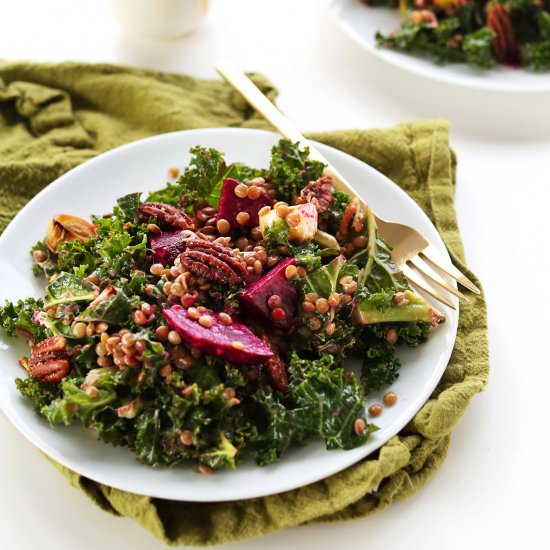 Kale Salad with Beets and Lentils