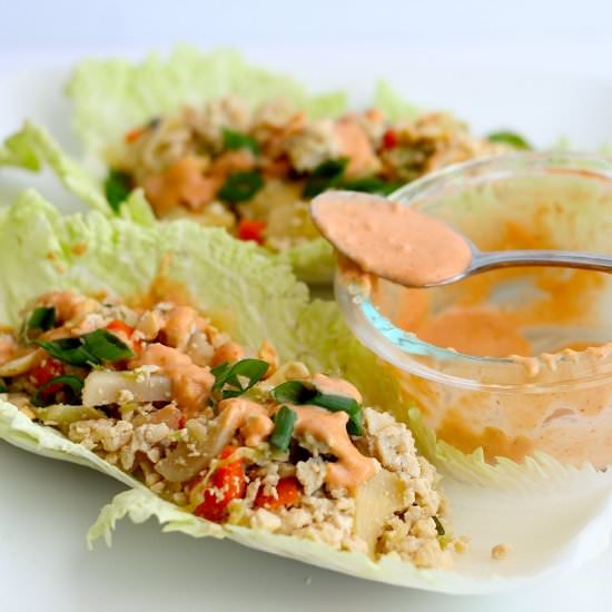 Chicken Wraps w/ Spicy Cashew Sauce