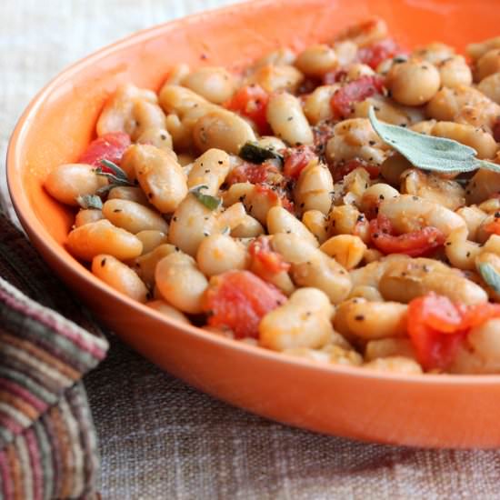 Beans with Garlic, Sage & Tomatoes