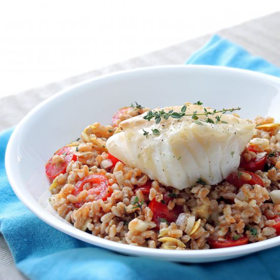 Pan-Fried Cod with Farro Salad