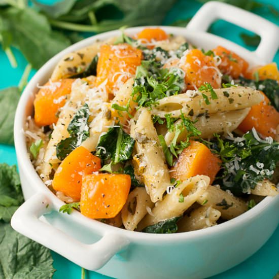 Pesto Penne with Kale and Squash