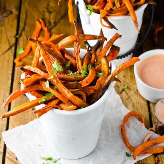 Baked Sweet Potato Harissa Fries