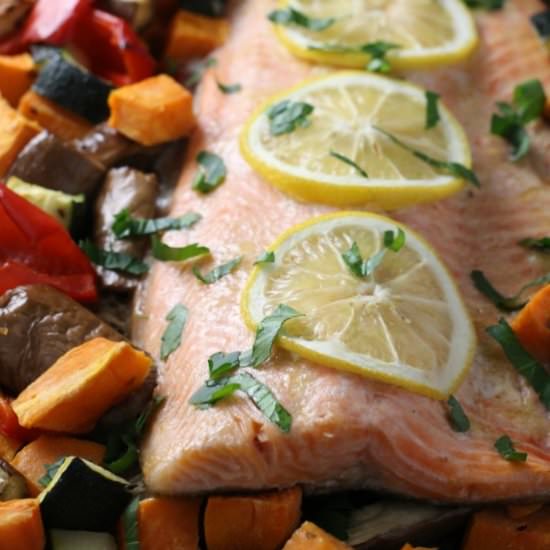 Roasted Rainbow Trout with Veggies
