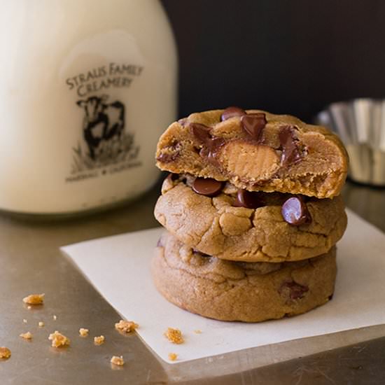 Stuffed PB Chocolate Chip Cookies