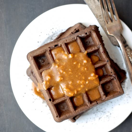 Dark Chocolate PB Waffles