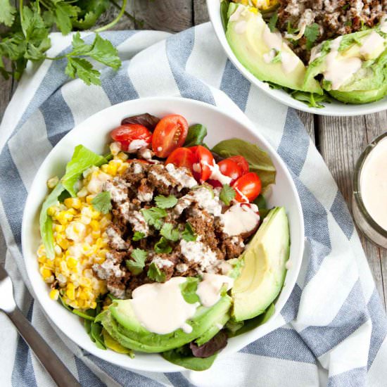 Tex Mex Salad with Sriracha Crema