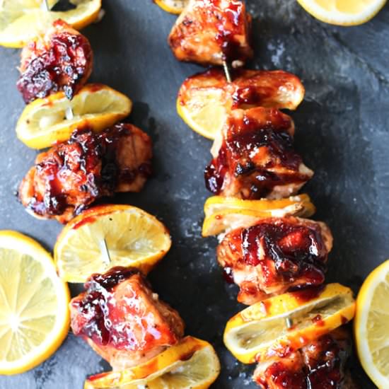 Balsamic Blood Orange Salmon Kebabs