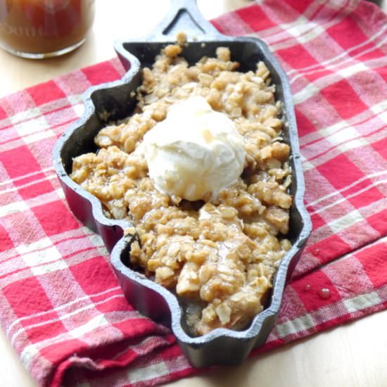 Pear crisp with beer salted caramel